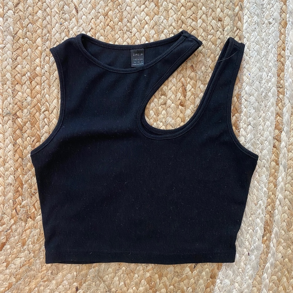 Black, shoulder cutout top